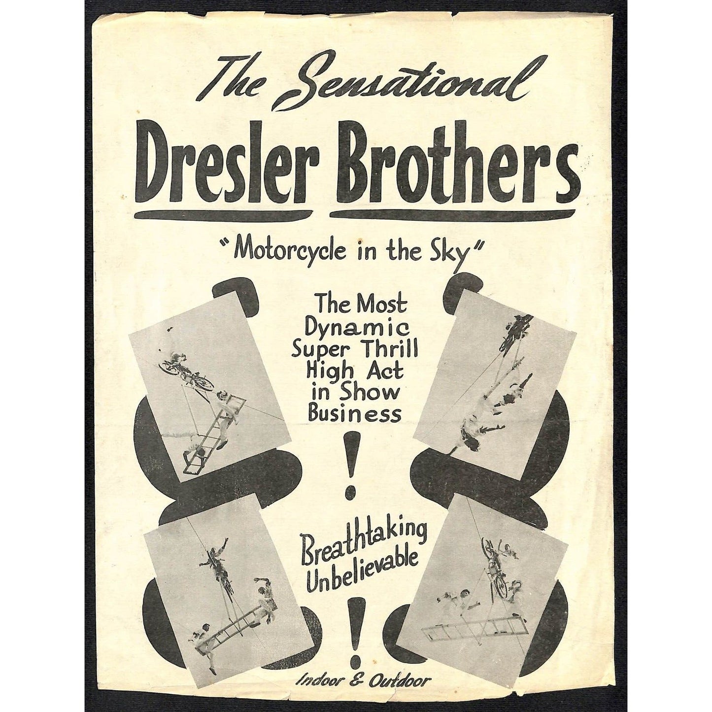 Dresler Brothers "Motorcycle in the Sky" 3 Promotions Sheets c1955-58 Scarce