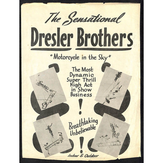 Dresler Brothers "Motorcycle in the Sky" 3 Promotions Sheets c1955-58 Scarce