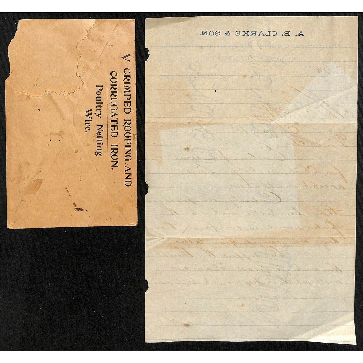 A.B. Clarke & Son Hardware Letterhead Richmond, VA to Geo. E. Wear 1895