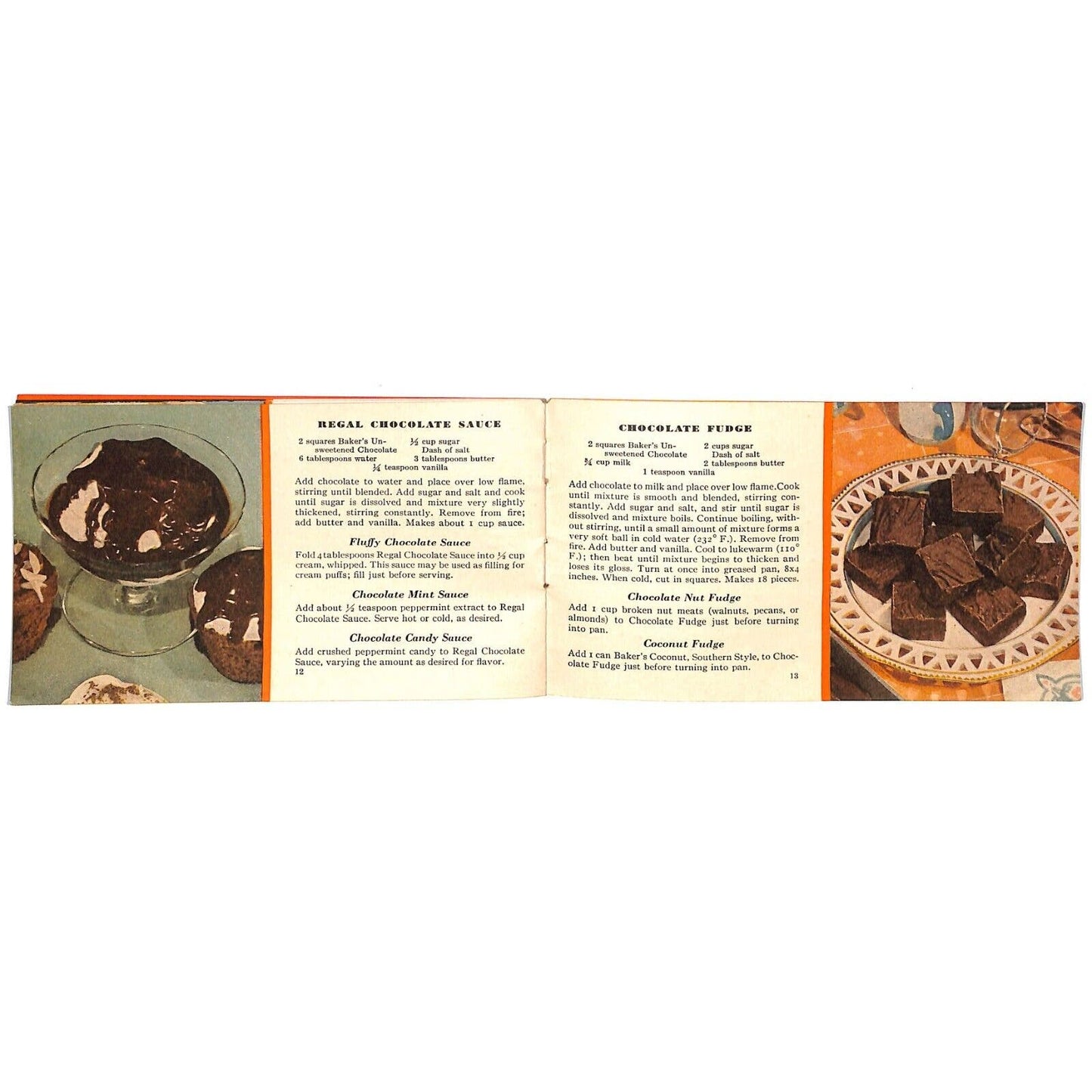 Baker's Chocolate Sampler Recipe Booklet 1936 14pp Cake Frosting Brownies VGC