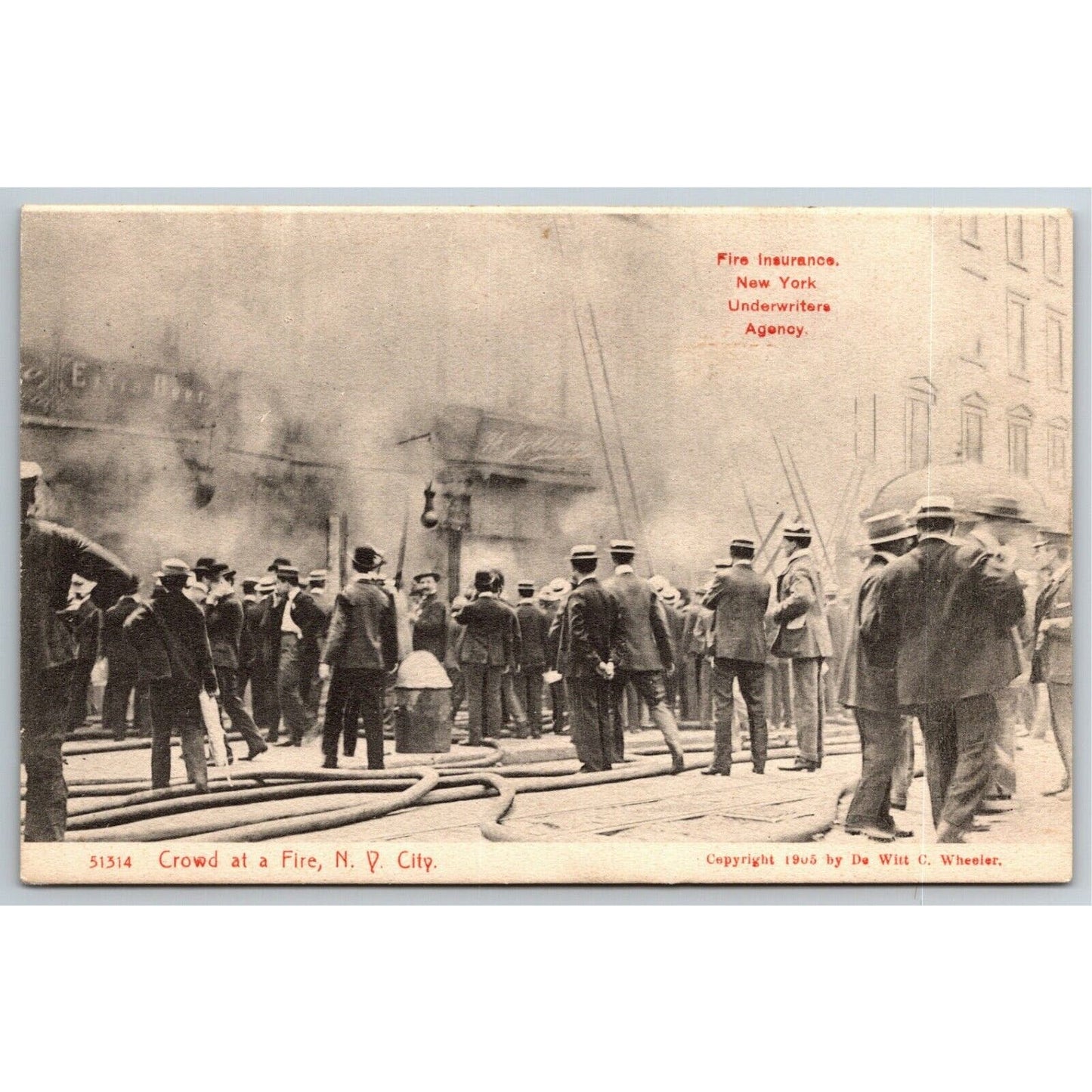 Vintage c1905-07 New York FDNY Rotograph Postcard Crowd at a Fire VGC