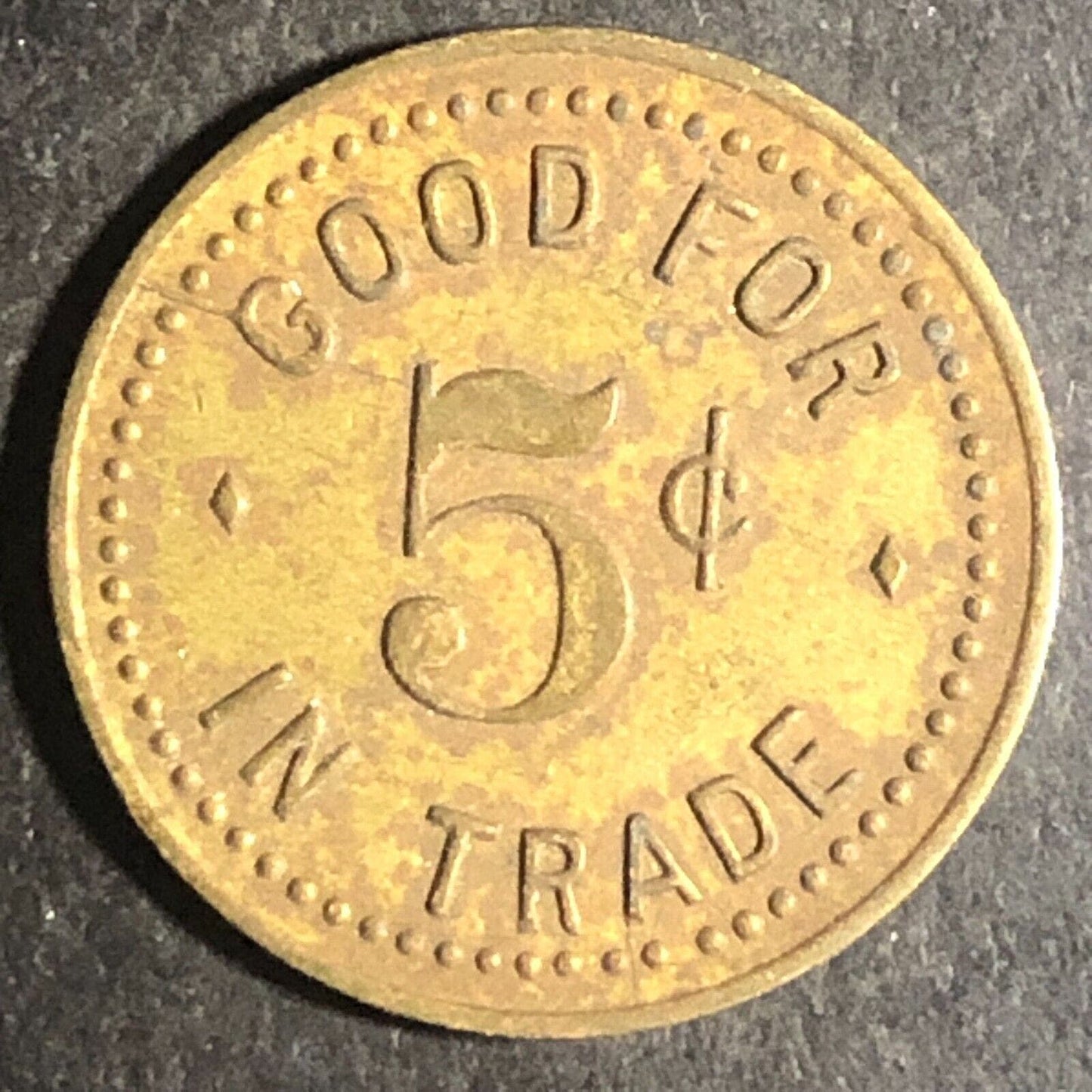 Louie's Winona (Louis Lilla Beer Tavern) G/F 5¢ in Trade Token 19mm Scarce