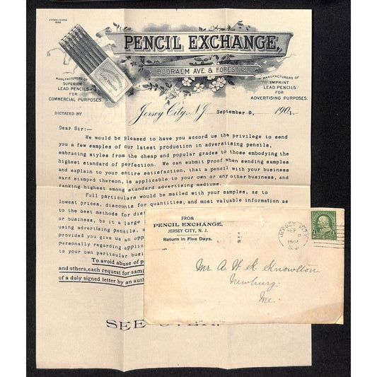 Newburgh, ME Amos W. Knowlton* 1901 Jersey City, NJ Pencil Exchange Letterhead