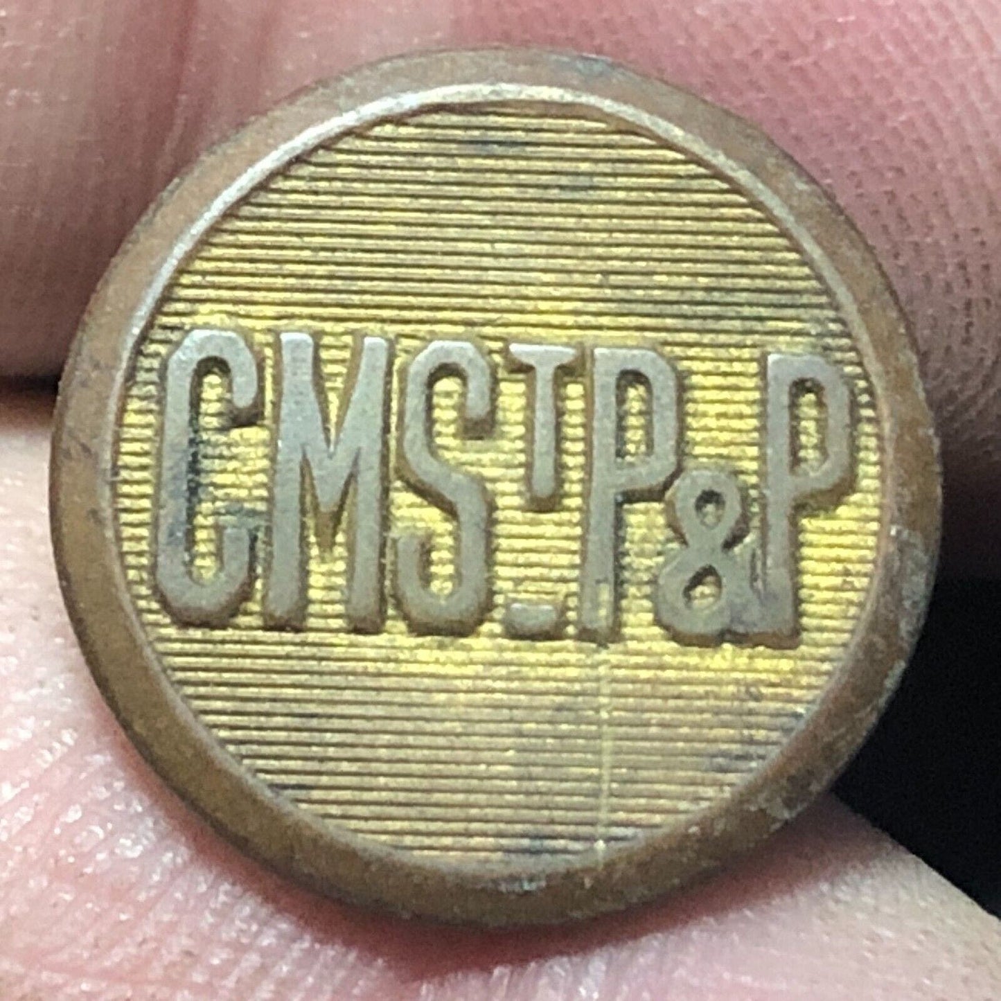 CMStP&P Railroad Uniform Button Brasstone 1/2" Flat Superior Quality