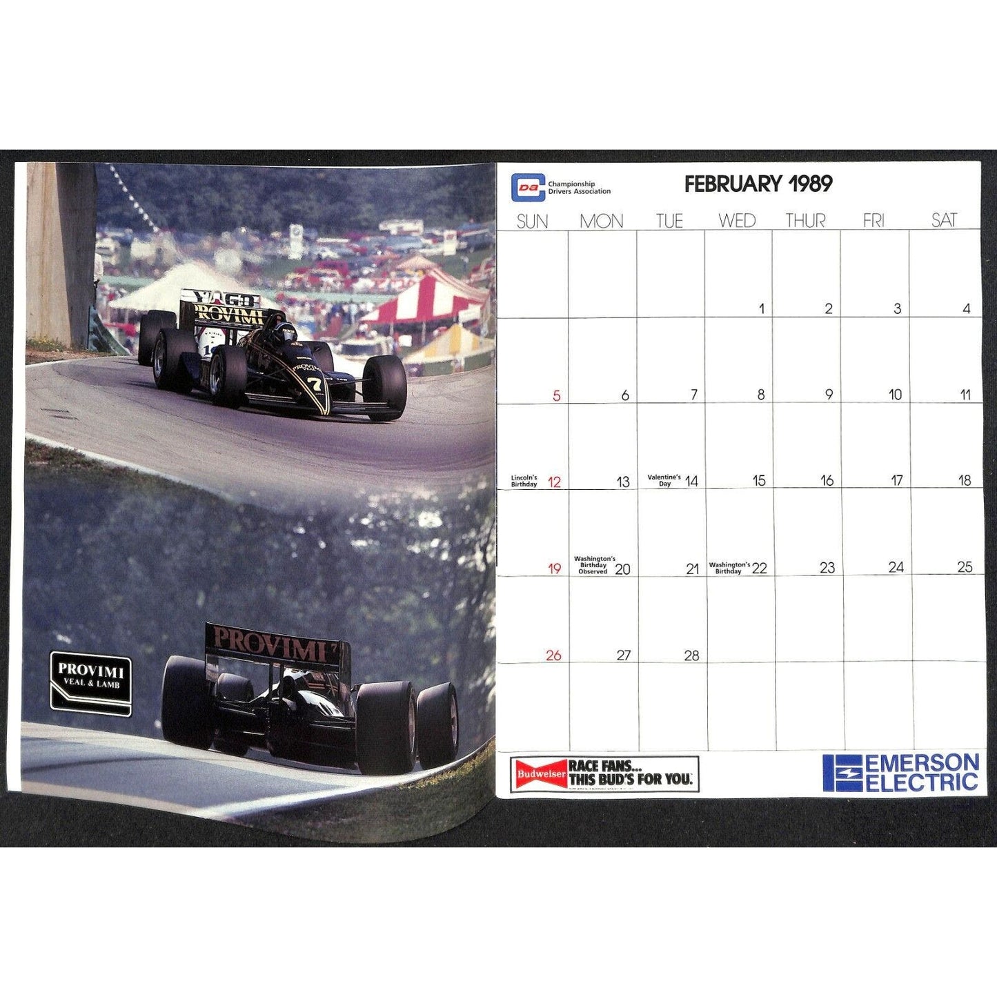 1989 Indy 500 PPG CDA Championship Drivers Assoc. Calendar w/ Danny Sullivan