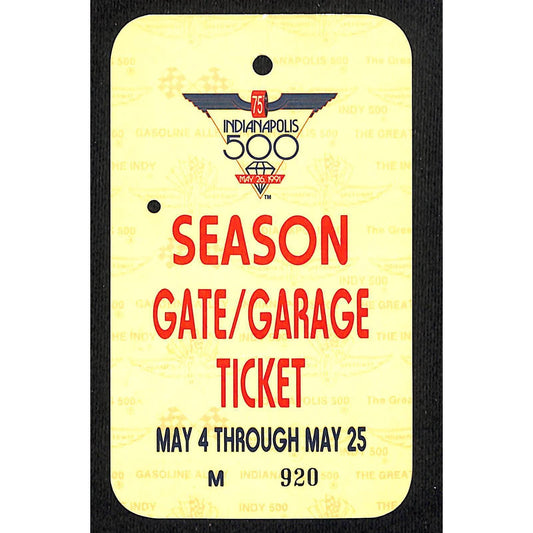 1991 Indy 500 Season Gate / Garage Ticket Pass - Indianapolis IMS #920 VGC