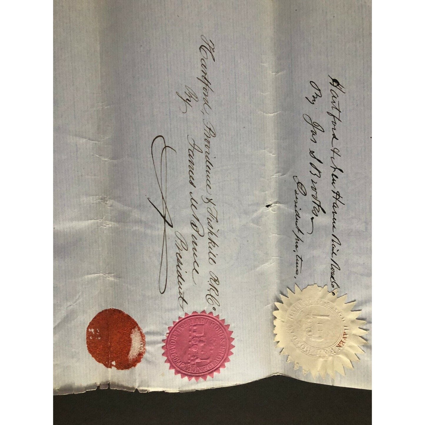 13pg.1852 Signed Agreement btwn Hartford & NH / Providence & Fishkill Railroads