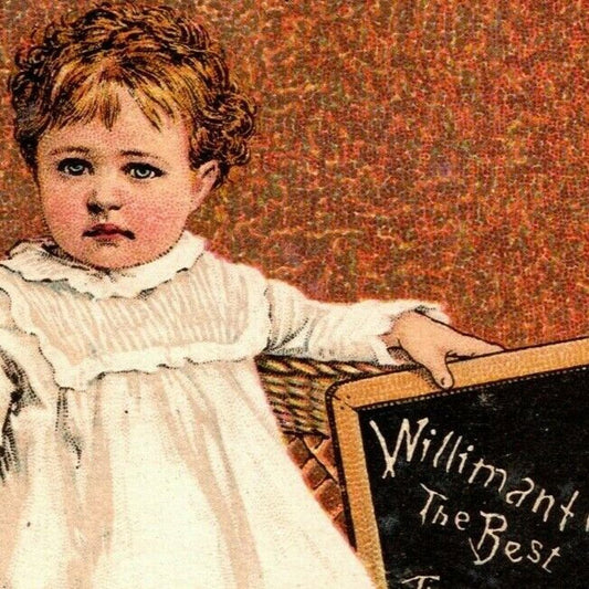 Willimantic Thread for Sewing Machines Chalkboard Spool Victorian Trade Card