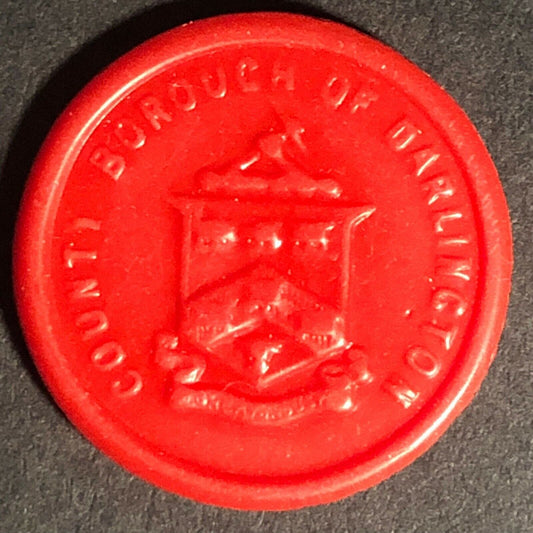 Darlington Transport Transit England Plastic Token Red 1D 22mm c50's-60's