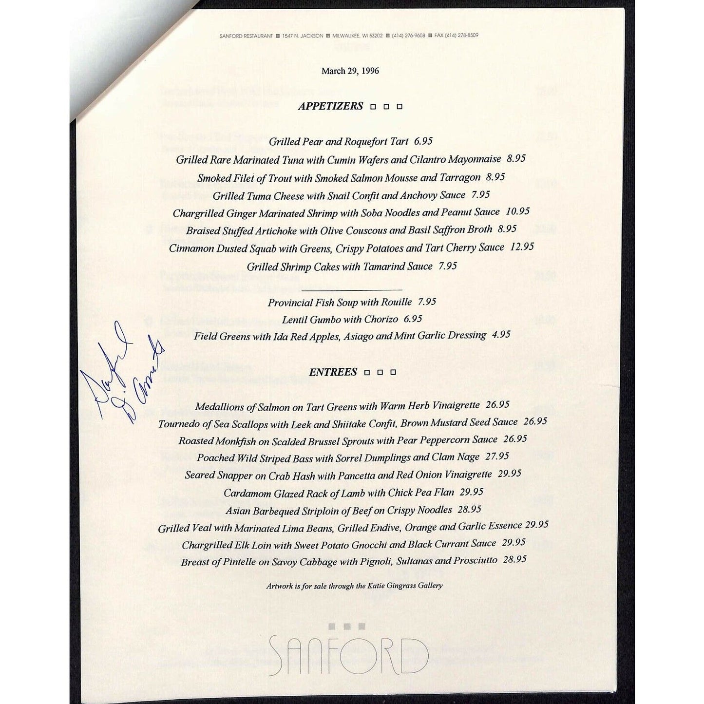 1996 Fifth Annual James Beard Benefit Dinner Menu + 2 Info Sheets
