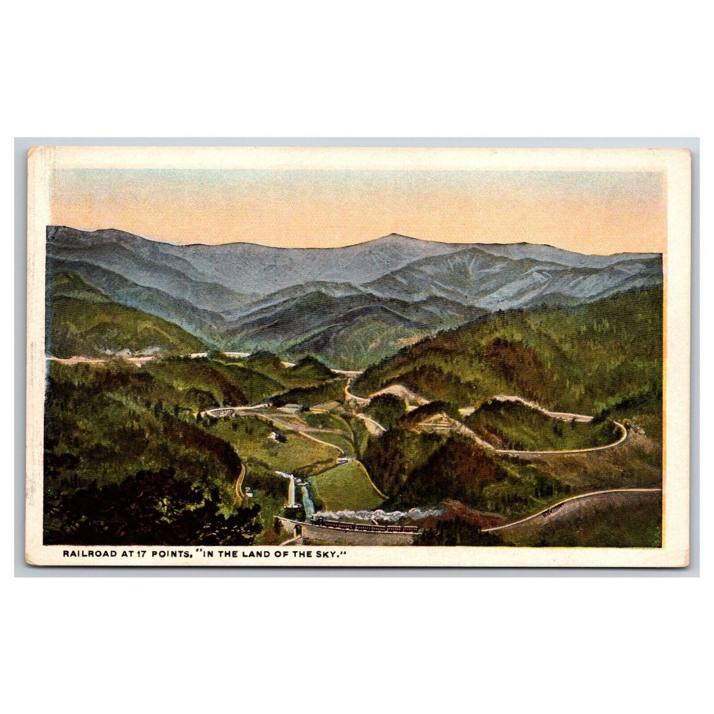 c1920's-30s Railroad at 17 Points "In the Land of the Sky" Unposted Postcard VGC