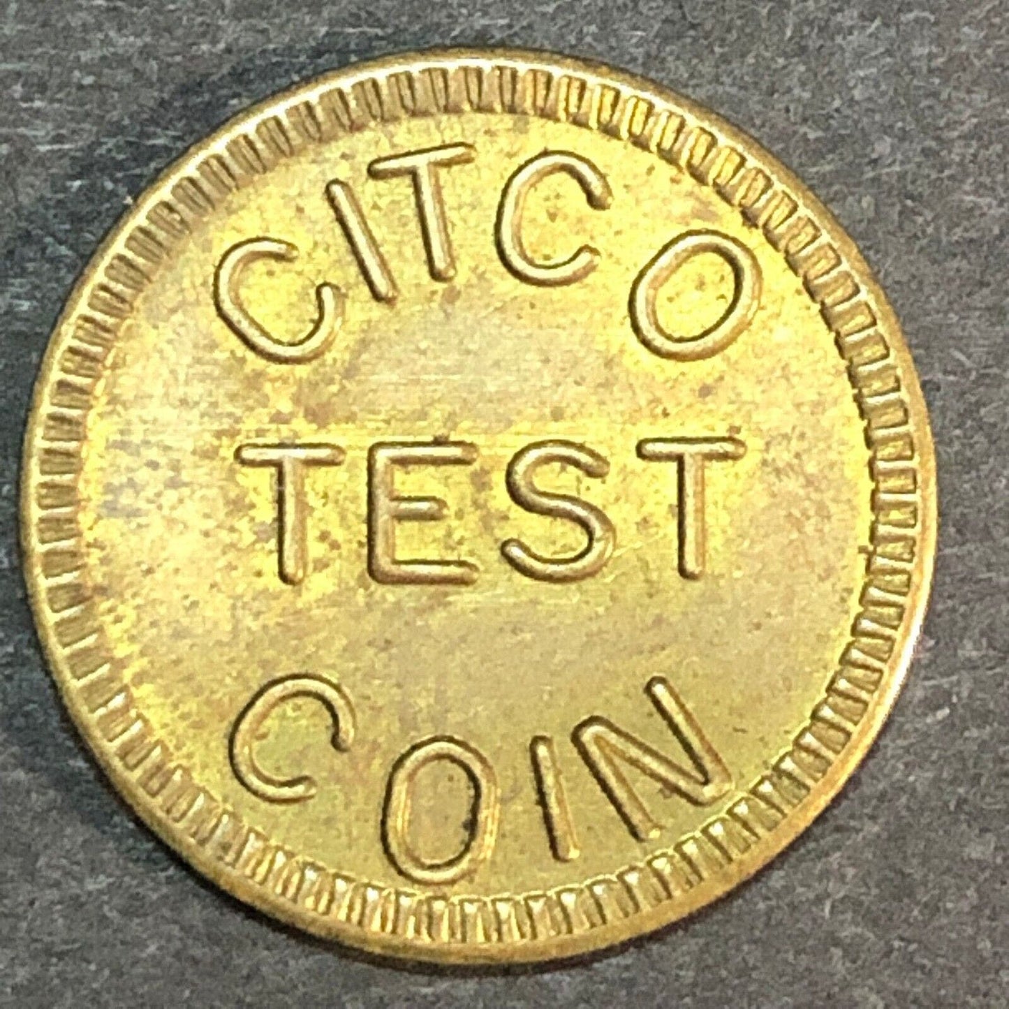 "Citco Test Coin" Brass Token 18mm (Telephone) Very Scarce - VGC