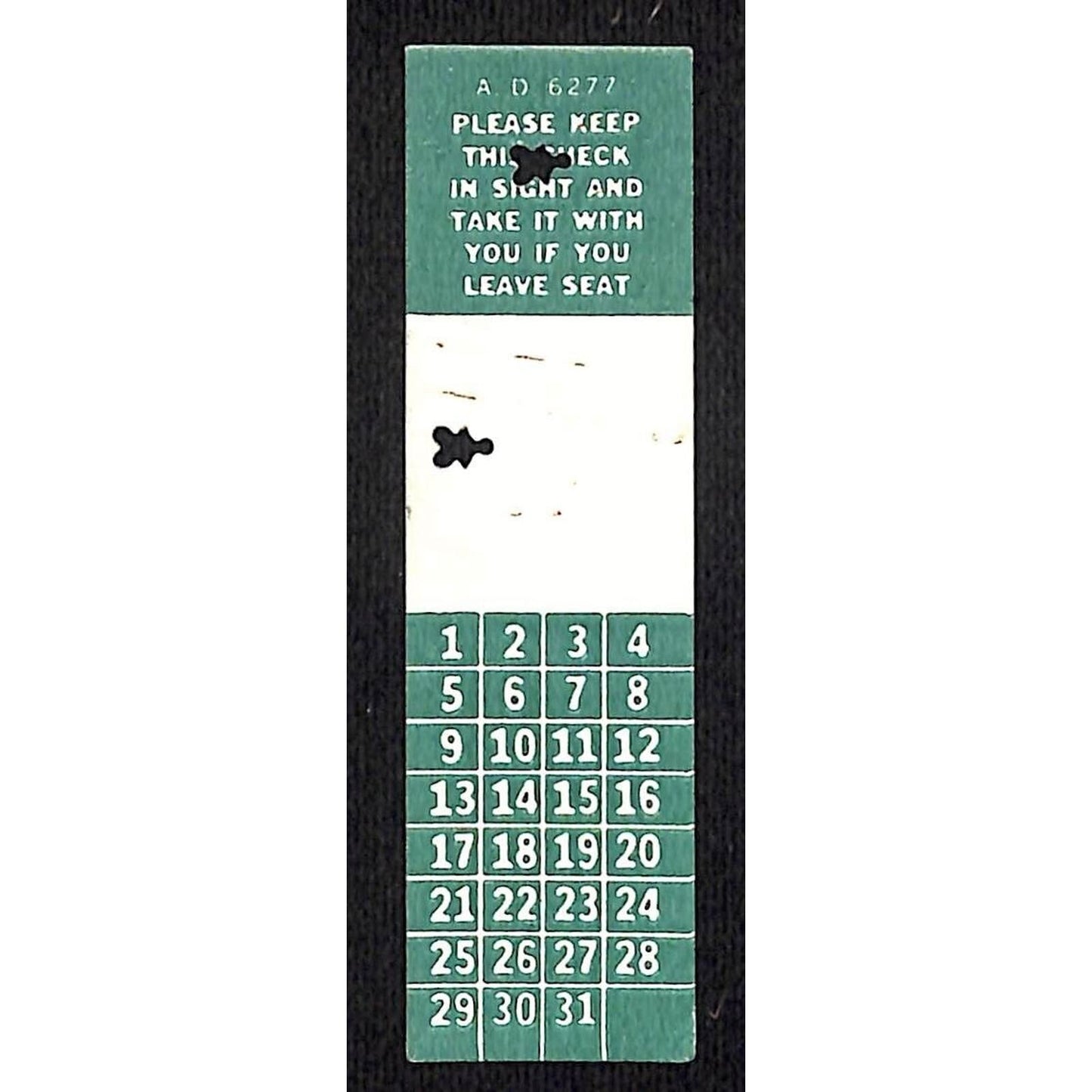 Pennsylvania Railroad Seat Check Green