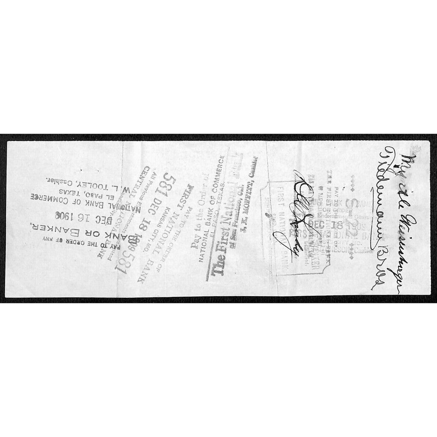 Enid, OK 1909 A.D. Weisenberger Drugs and Jewelry Bank Check Scarce