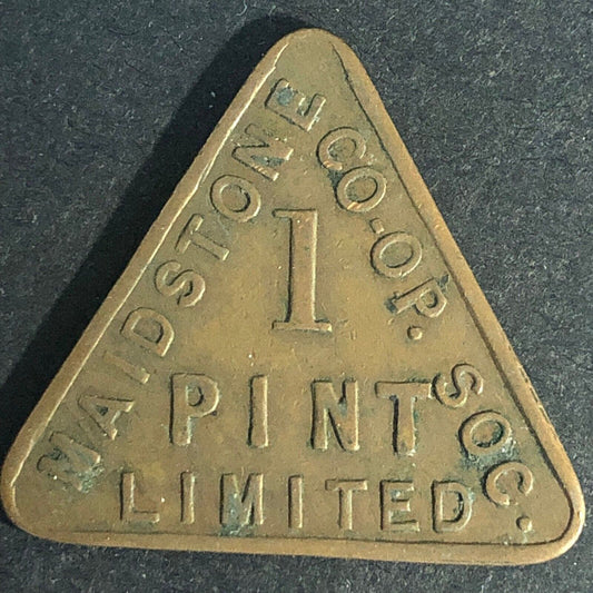 Maidstone CO-OP. Soc. (Kent, England) "1 Pint Limited" Token 29mm VGC Scarce