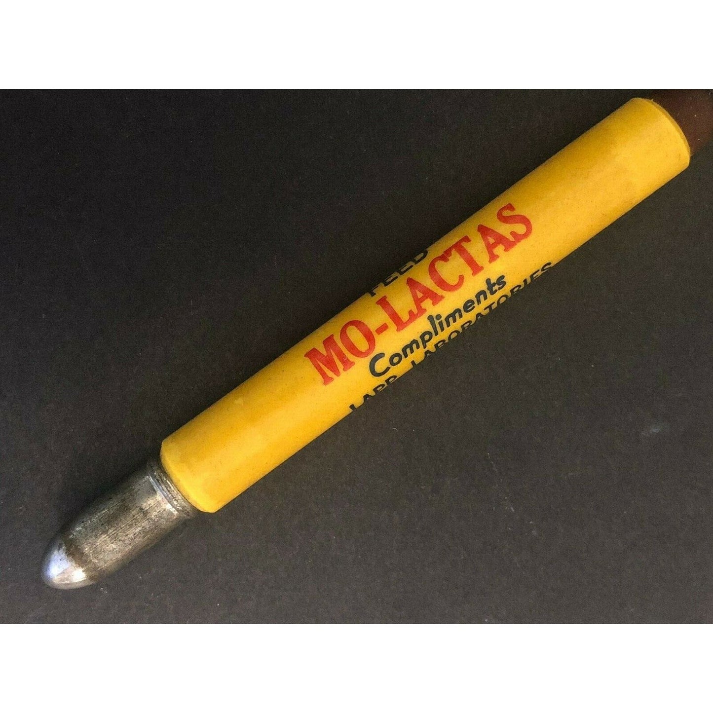 c1930's-40's "Mo-Lactas Feed Lapp Labs, Nevada, Iowa" Advertising Bullet Pencil