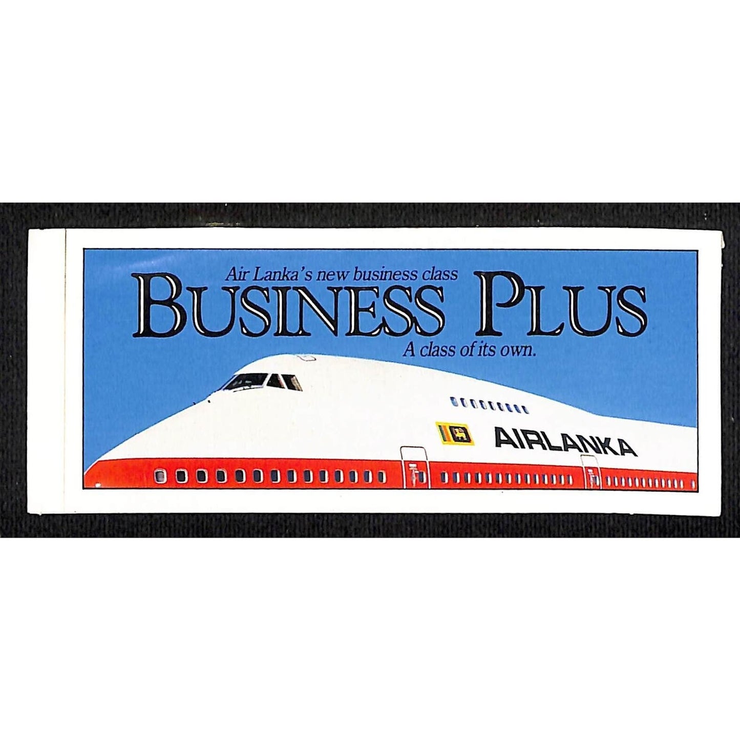 Air Lanka Business Plus Class Service Vinyl Sticker 2" x 4 1/2" VGC