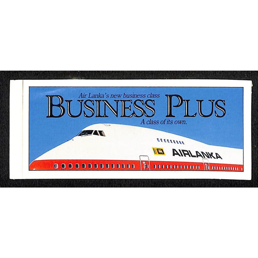 Air Lanka Business Plus Class Service Vinyl Sticker 2" x 4 1/2" VGC