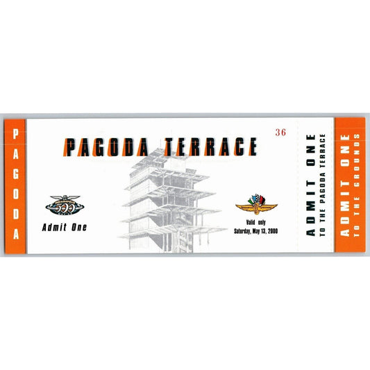2000 Indy 500 (1st Day Saturday Practice) Pagoda Terrace Unused Ticket IMS #36