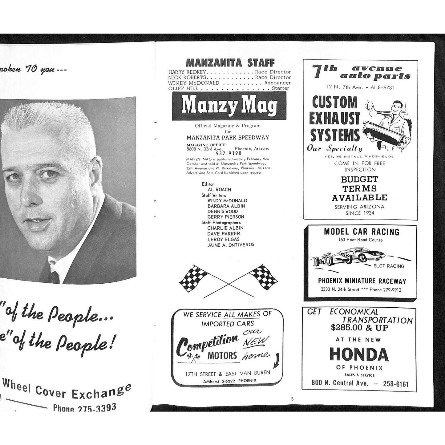 Scarce Aug 22 1964 USAC Auto Racing Program Manzanita Raceway Manzy Mag 20p
