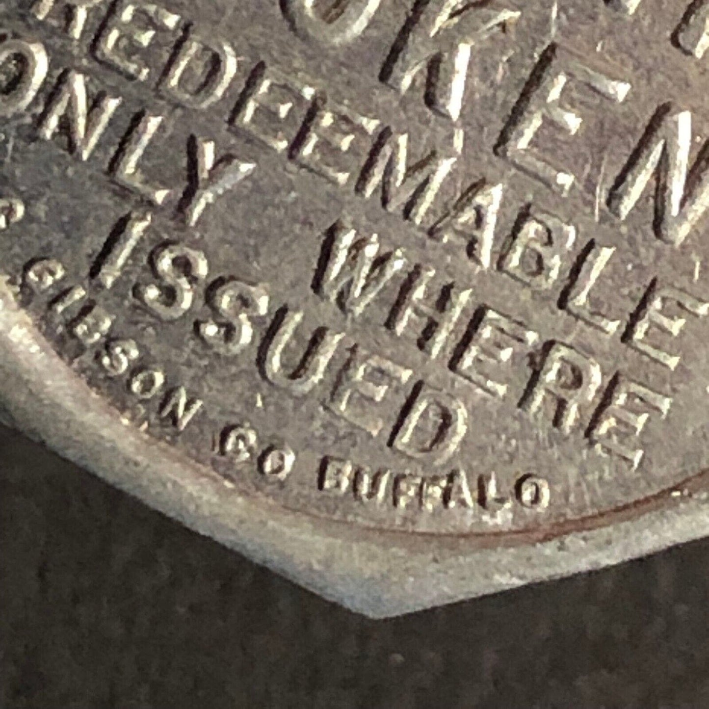A.C. Gibson Co. 2300 Genesee St. Buffalo Alum. Receipt Token Octagon 22.84mm