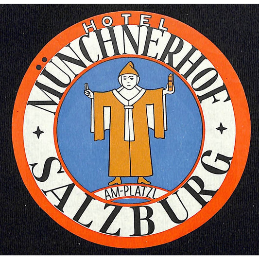 Hotel Munchnerhof Salzburg Luggage Label Vintage NOS VGC - Scarce
