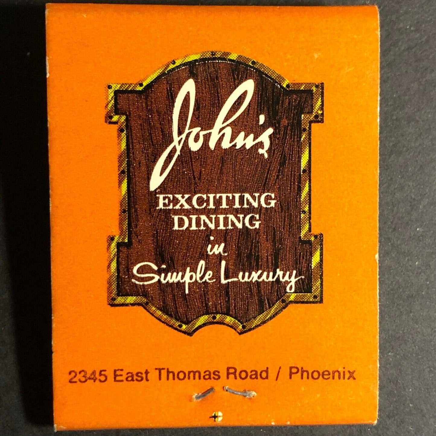 Vintage c1960's-75 Matchbook John's Green Gables Steak Lobster Phoenix