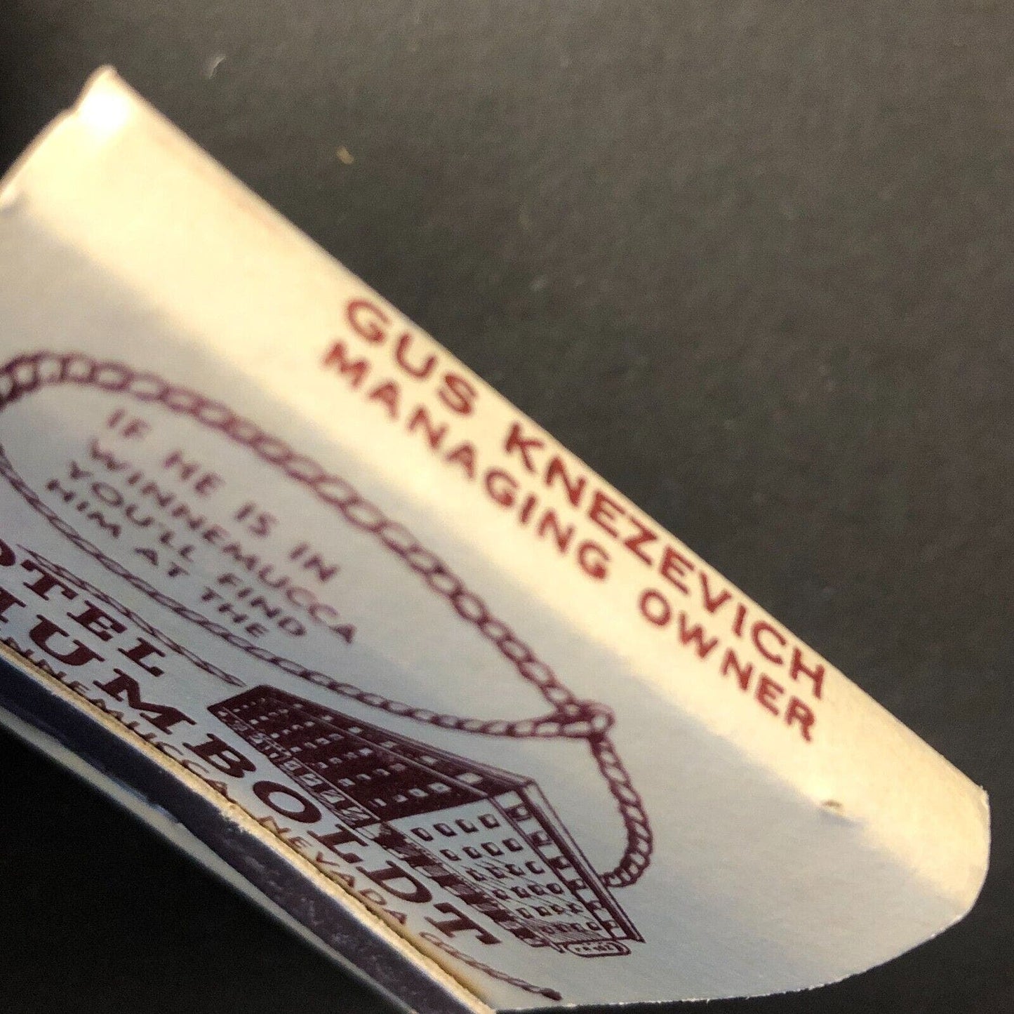 Hotel Humboldt Winnemucca, NV Casino Matchbook Lasso c1930's-40's VGC Scarce