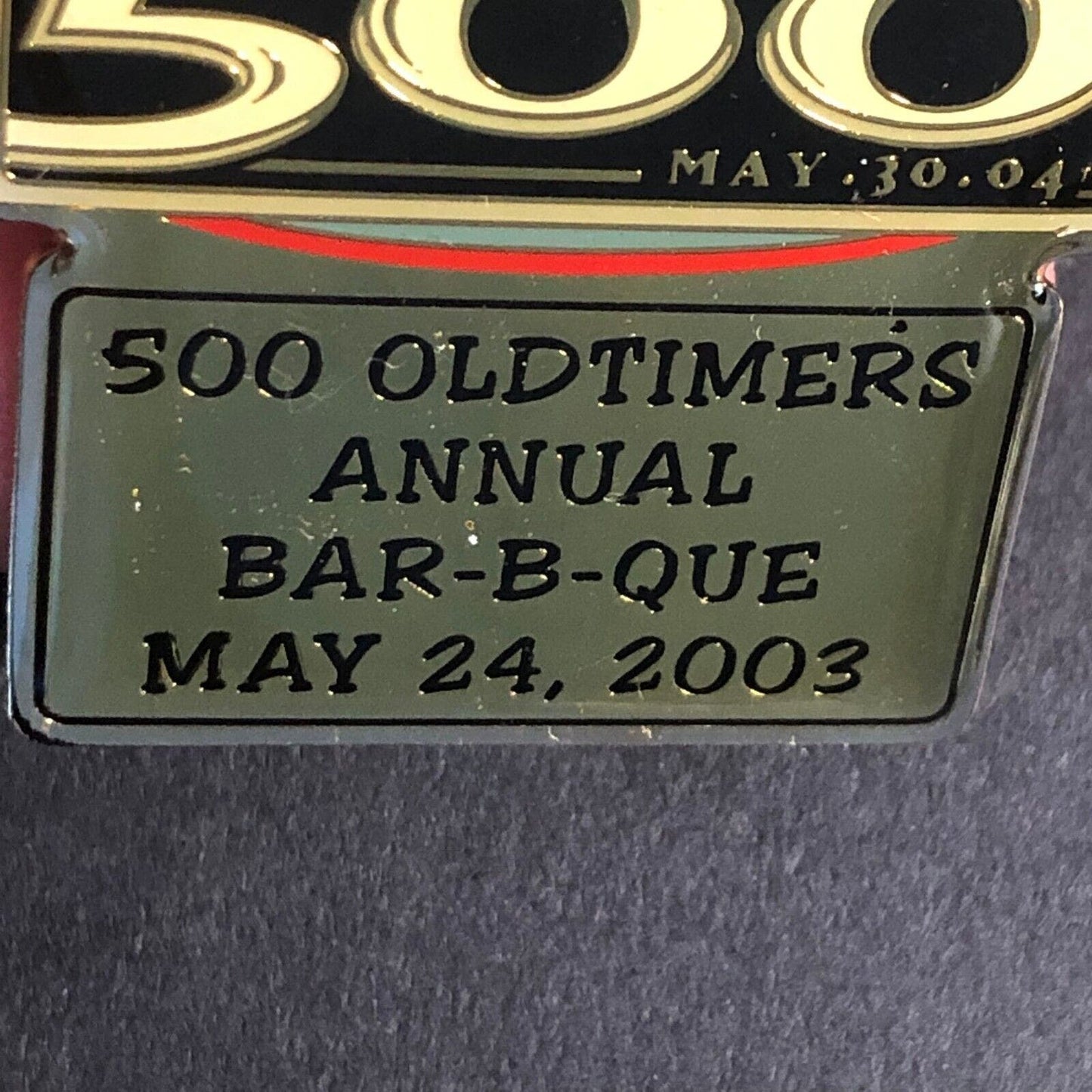2003 Indy 500 Oldtimers Old Timers Annual BBQ Lapel Hat Pin IMS NOS Scarce