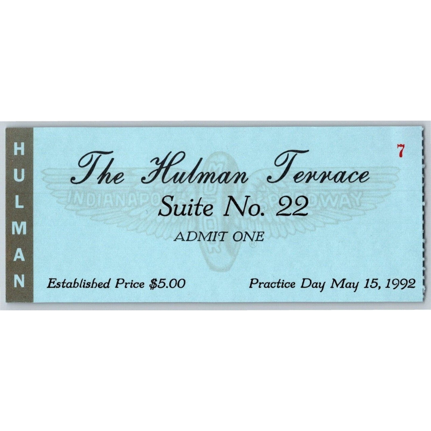 1992 Indy 500 Hulman Terrace Practice Day Ticket Stub - Indianapolis IMS #7