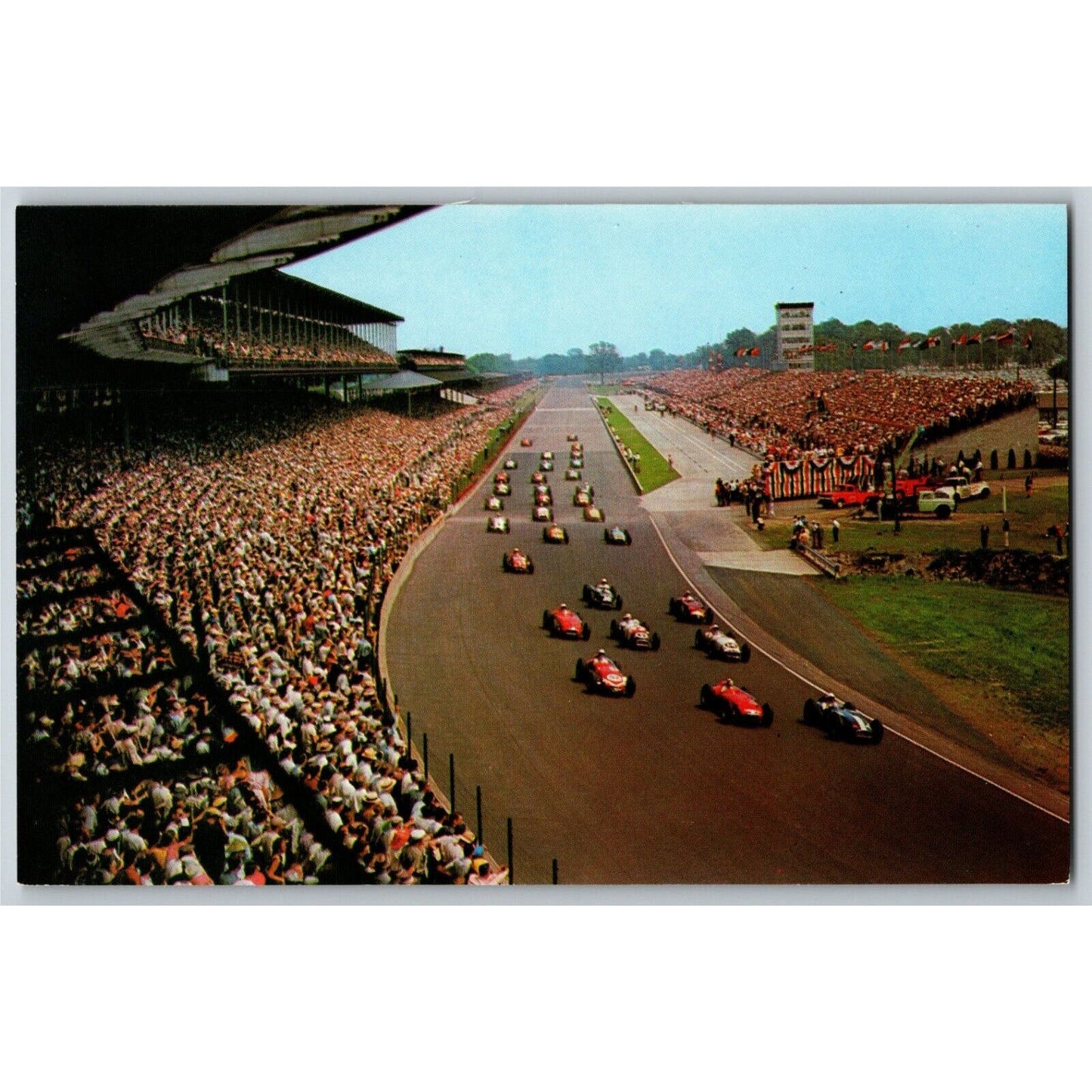 Indy 500 Postcard 1957 "Pace Lap 500 Mile Race Indianapolis" Unposted - VGC