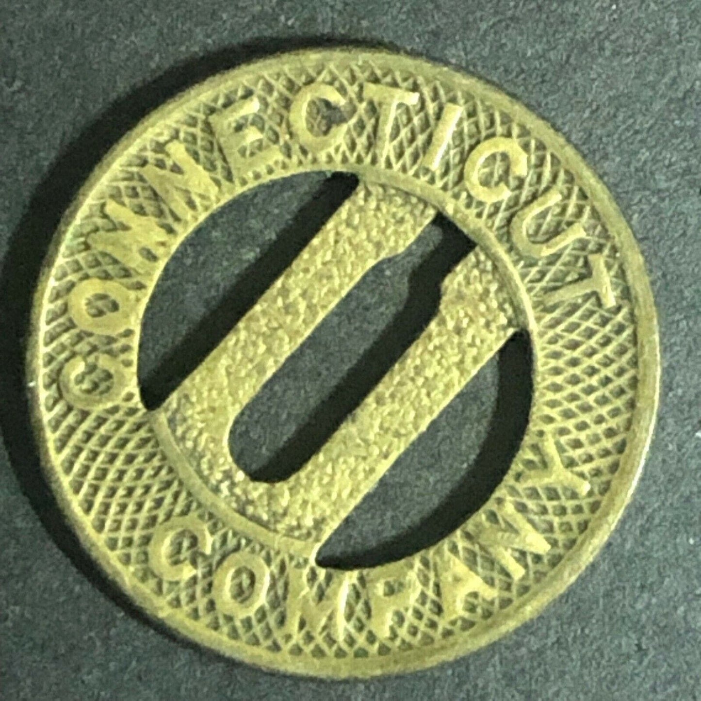 c1920-40's 16mm "Connecticut Company" G/F One Fare - Brass Transit Token (1607)