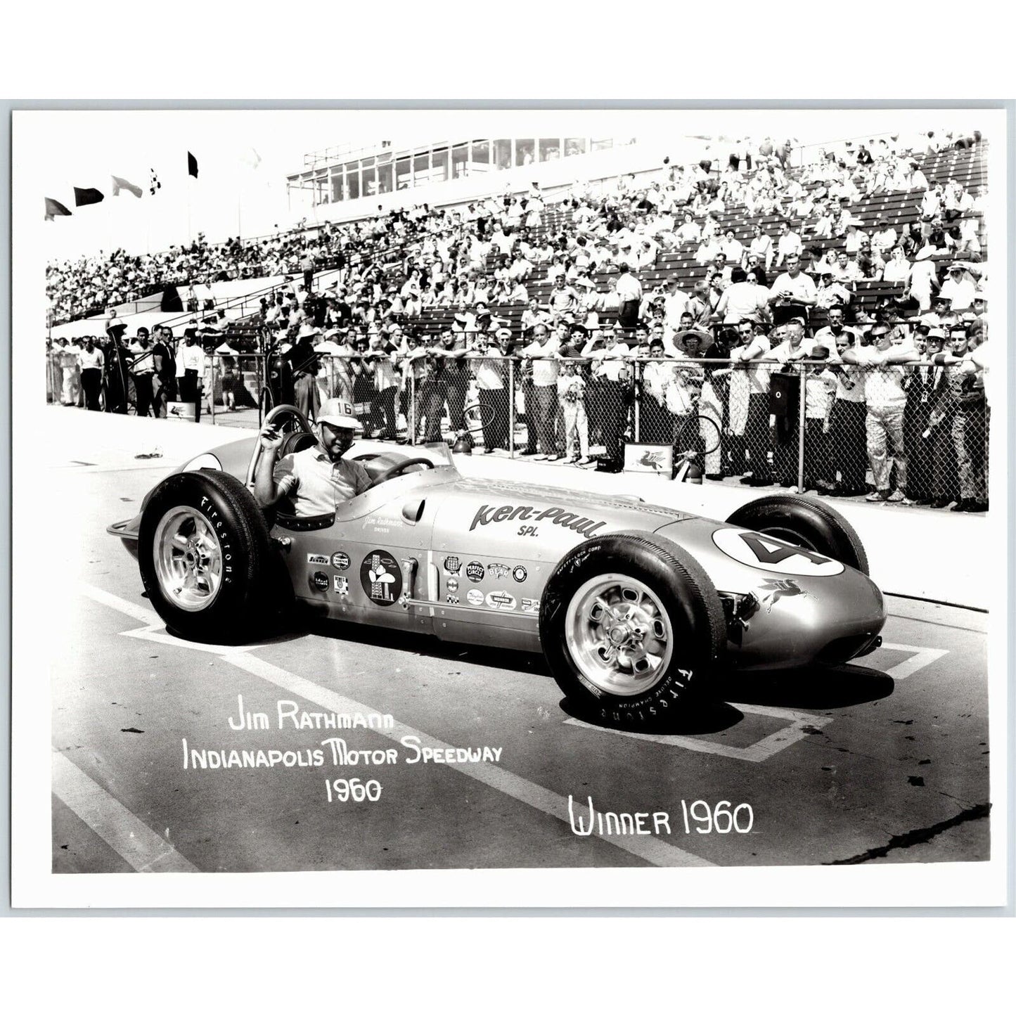 Jim Rathmann Indy 500 Winner 1960 - 8 x 10 Glossy B&W Photograph VGC
