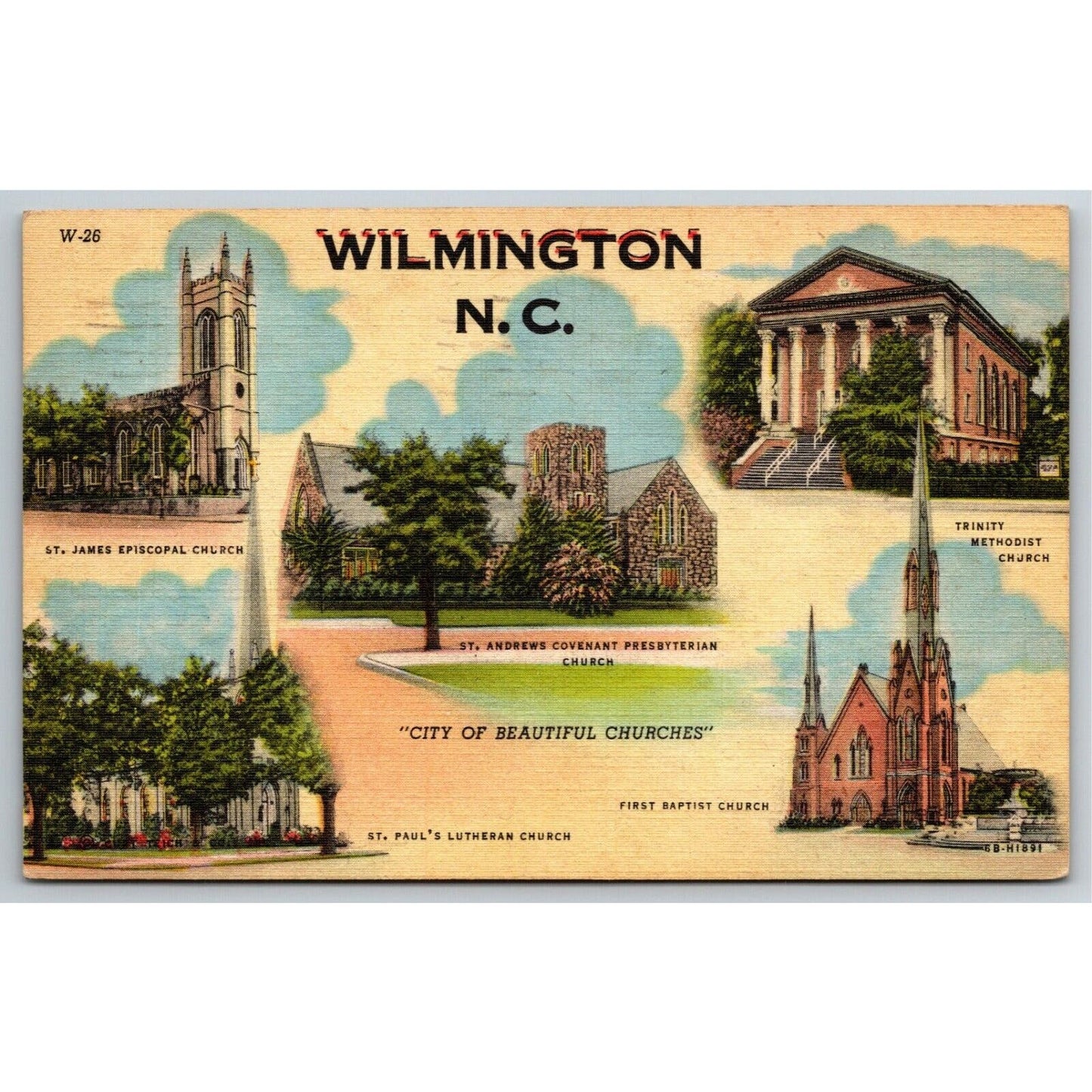 Vintage Linen Multi-View Postcard Wilmington NC - Posted 1948 VGC
