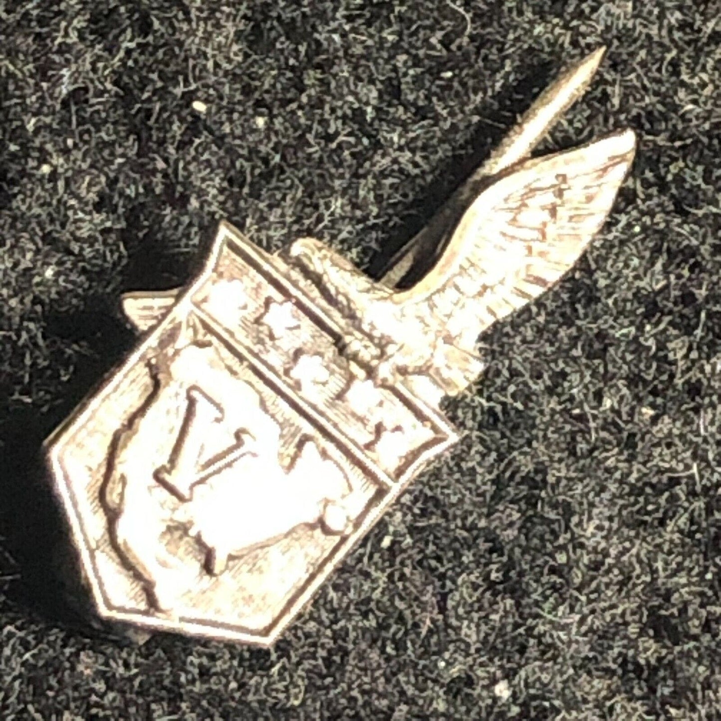 Vintage V Victory Stars Eagle US WWII-Era? Lapel Pin Pinback - Sterling