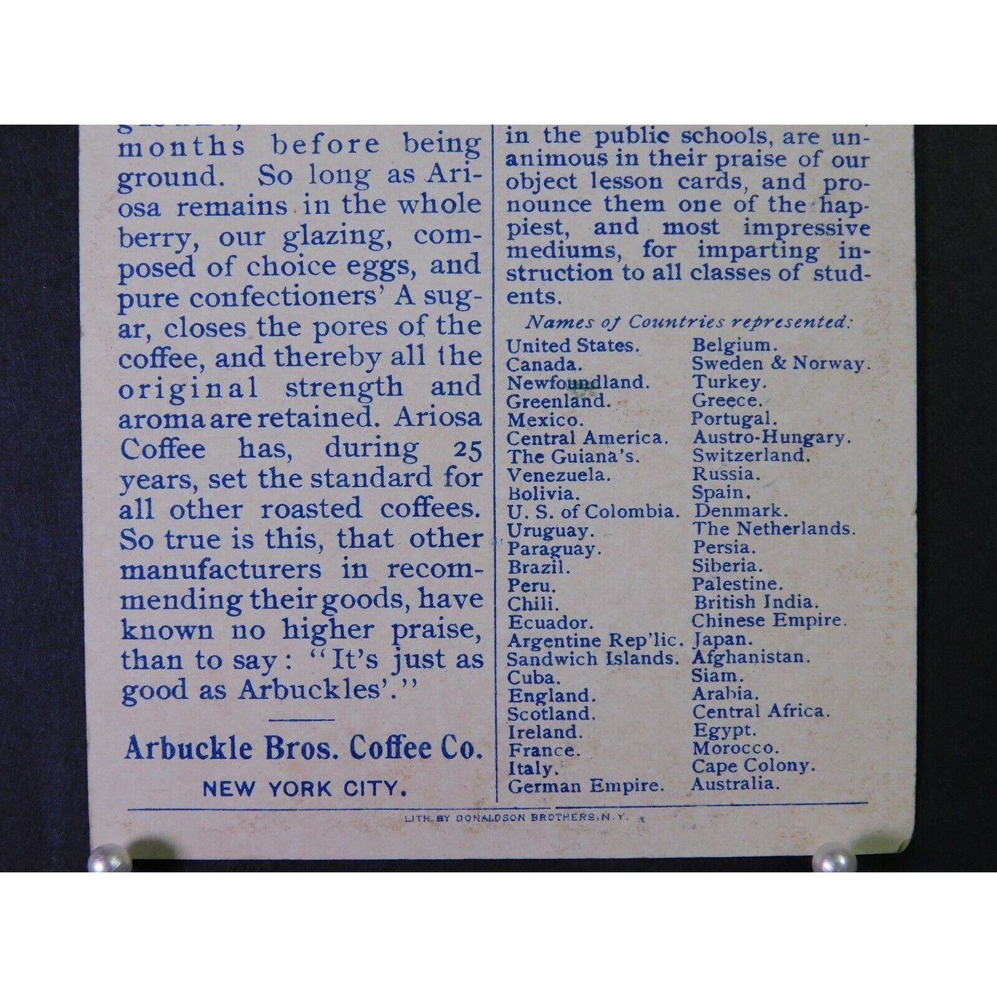Victorian Advertising Trade Card - Arbuckle Bros. Coffee - "Denmark" No. 88