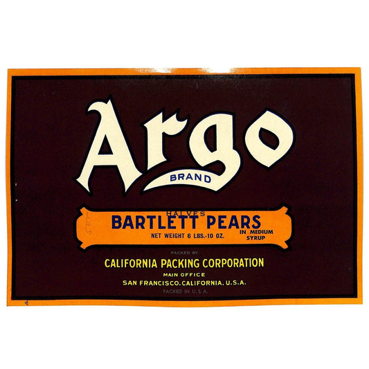 1940 Paper Can Label Bartlett Pear Halves In Medium Syrup 6 Lbs. VGC - Scarce