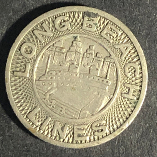 Long Beach Lines (CA) G/F One Fare WM Transit Token 16.42m Ship / Pier