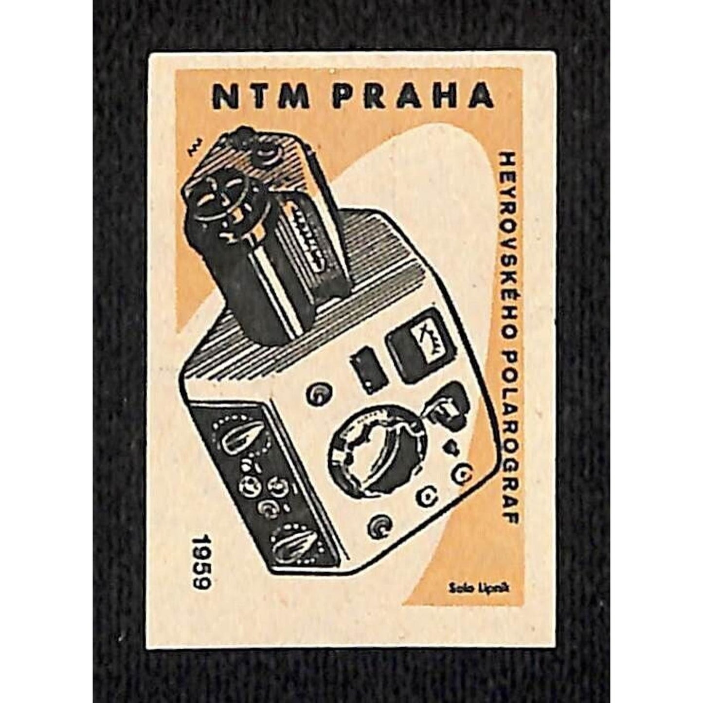 Vintage Matchbox Label National Technical Museum Prague Polarograph c1960