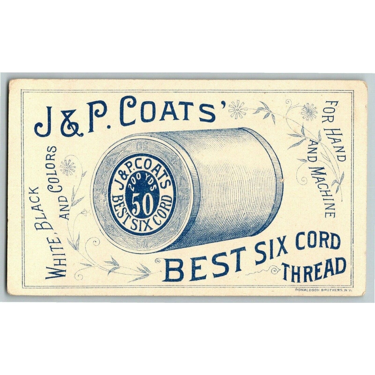 Victorian Trade Card J & P Coats Thread - "Pish-Tush" Mikado Poem