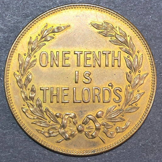 "One Tenth is The Lord's" Brass / Bronze Religious Tithing Token - 32mm VGC