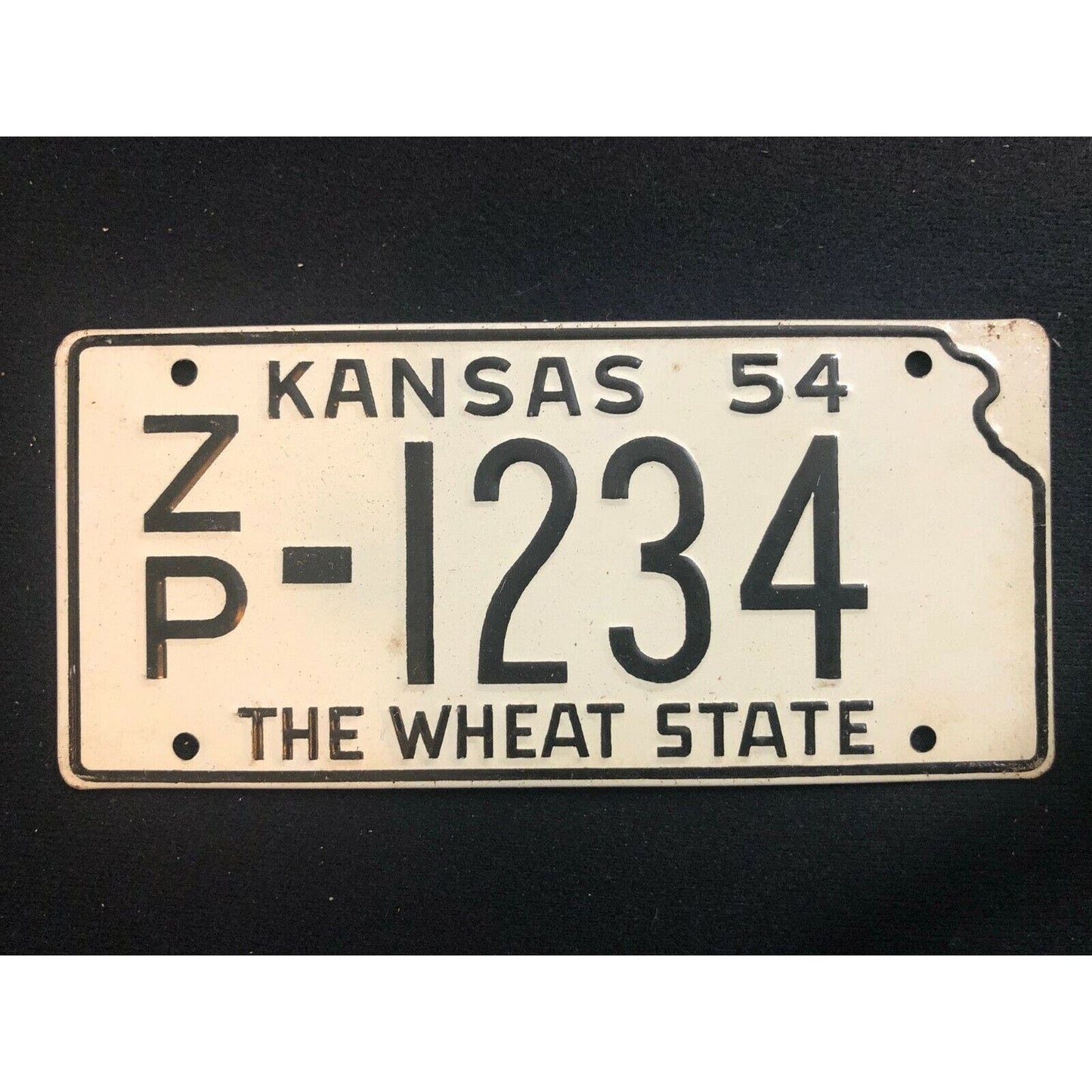 1953-54 General Mills Wheaties Tin Mini Bicycle License Plate - Kansas
