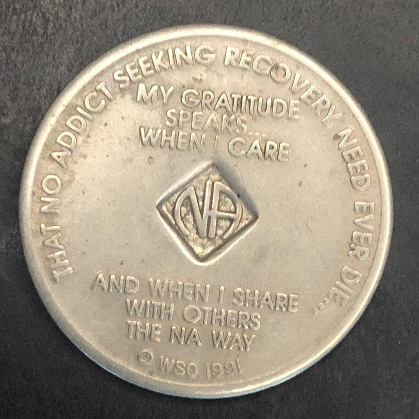 1991 NA Narcotics Anonymous WSO 3 Year Medal 34mm