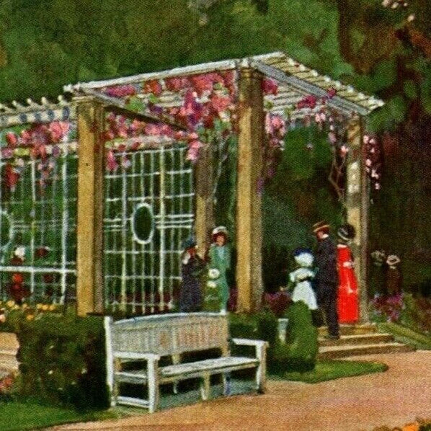 Vintage German Postcard "Karlsruhe, Stadtgarten, Pergola"