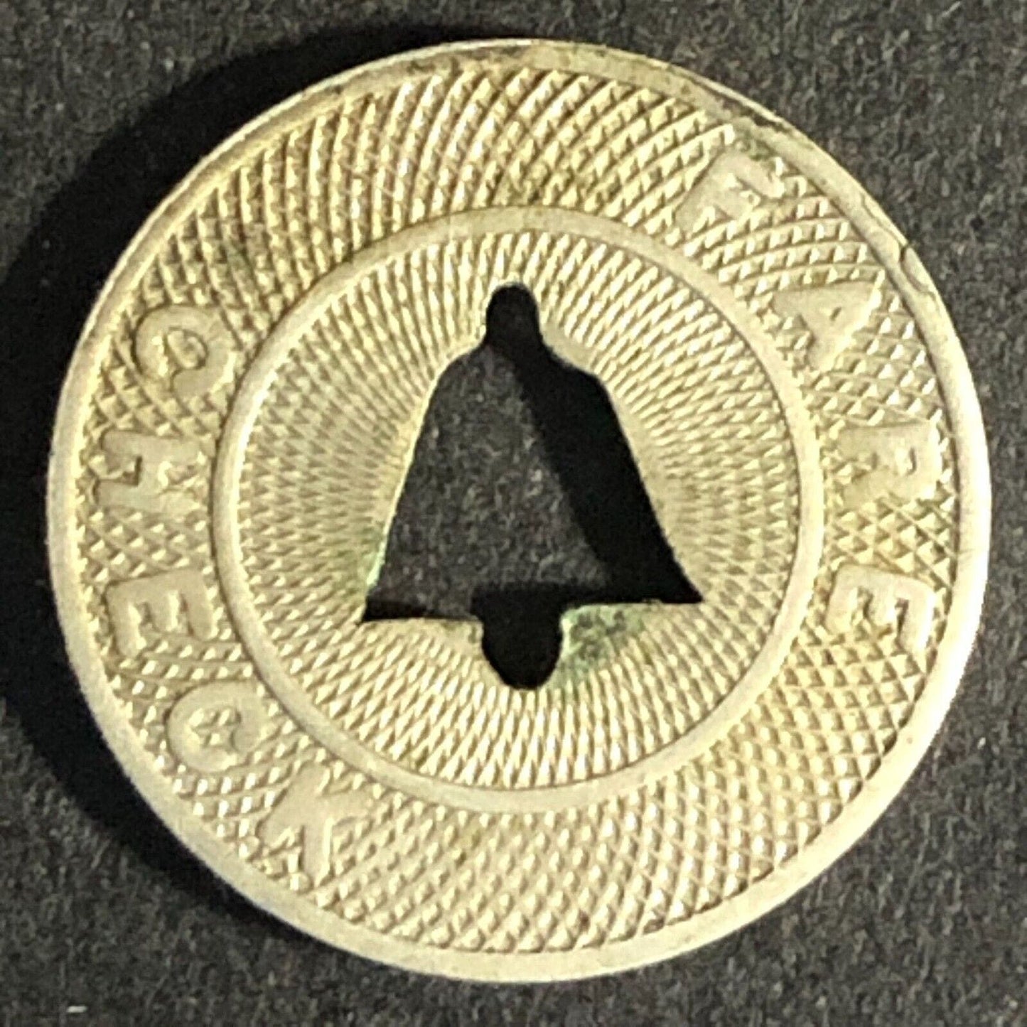 Lehigh Valley Transit Co. (PA) WM "Fare Check" Bell Cut Out Token 16mm