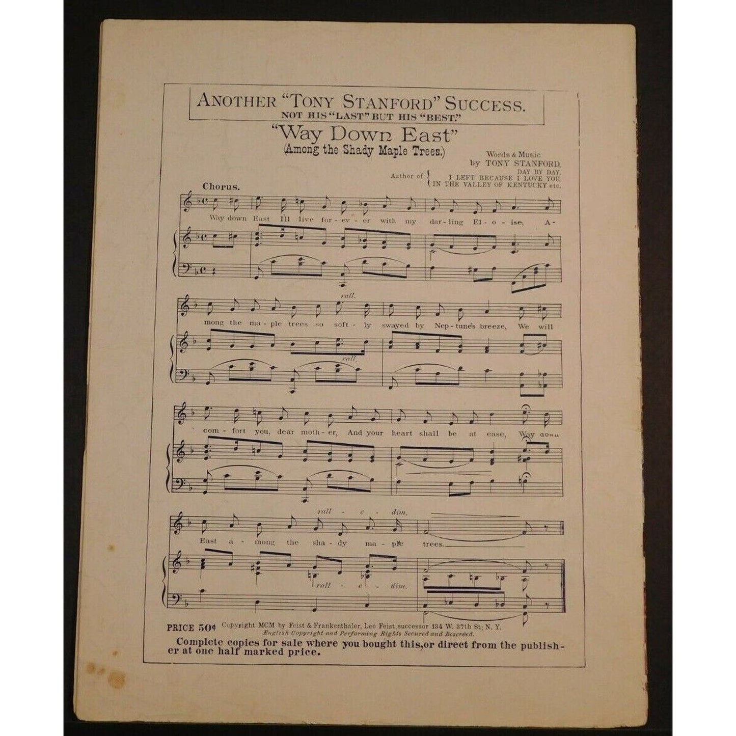 WWI Sheet Music - "He Was Only A Private - That's All" Flags Horses Soldiers