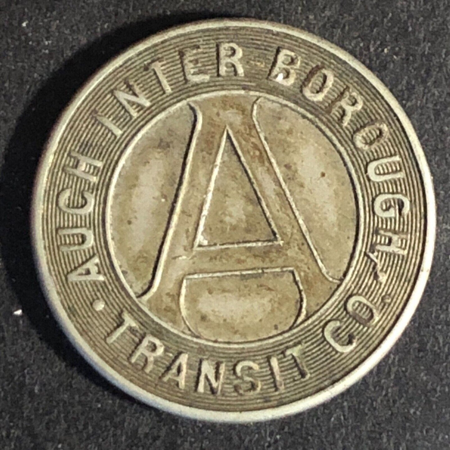 Auch Inter-Borough Transit Co (Conshohocken PA) WM G/F One Zone Fare Token 19mm