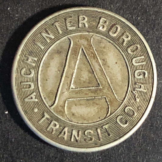 Auch Inter-Borough Transit Co (Conshohocken PA) WM G/F One Zone Fare Token 19mm
