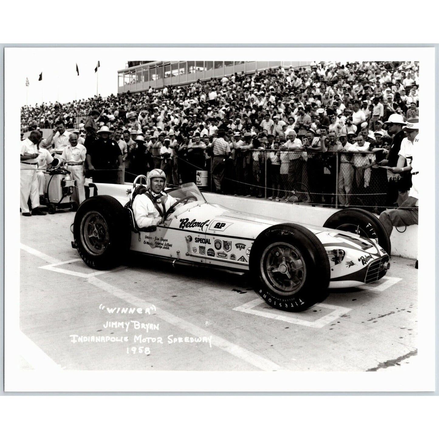 Jimmy Bryan Indy 500 Winner 1958 - 8 x 10 Glossy B&W Photograph VGC