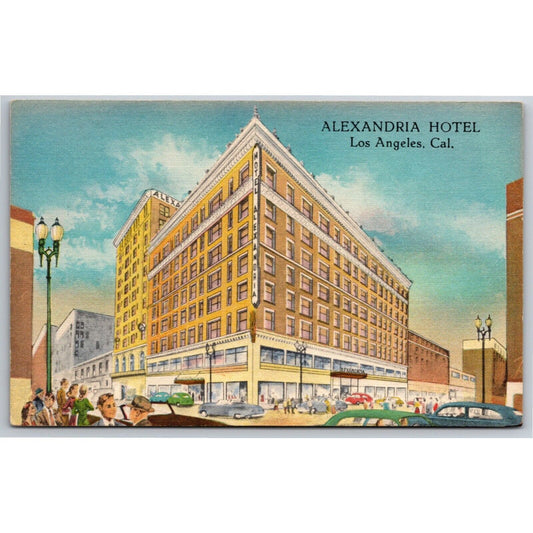 Alexandria Hotel Los Angeles Linen Postcard NP c1940's VGC